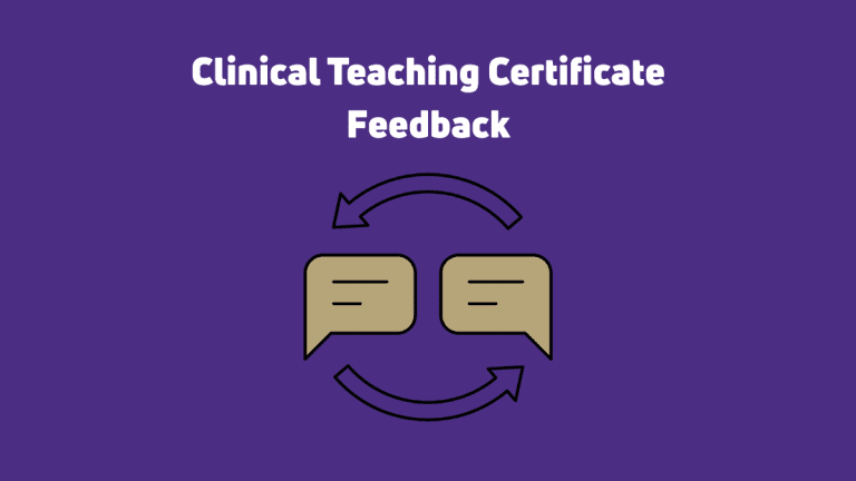 Feedback - Clinical Teaching Certificate banner with chat bubbles and arrows icon